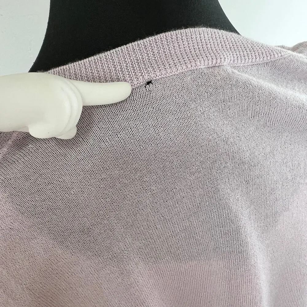 J Crew Light Pink Merino Wool Cotton V-Neck Sweater Long Sleeve XS FLAW